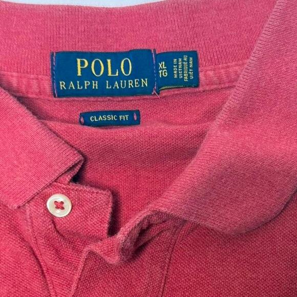 Polo Ralph Lauren Classic Fit Polo Shirt XL Red Cotton Embroidered Pony - Picture 3 of 4
